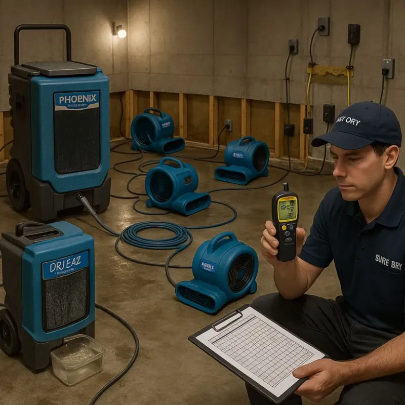 Structural Drying and Dehumidification process in Selma, NC